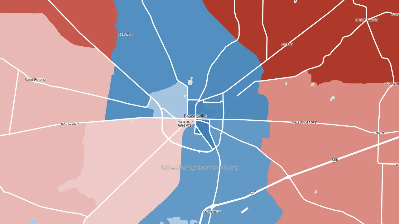 38012, TN block-group political-lean map