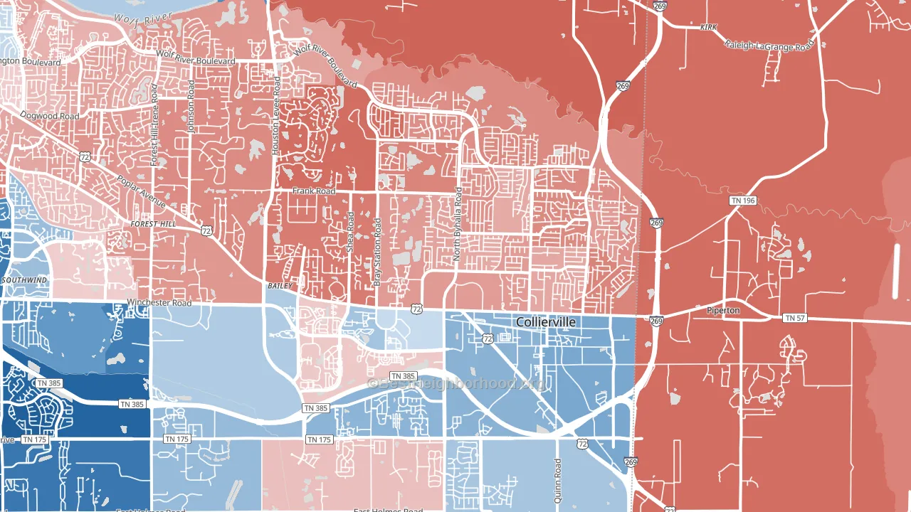 38017, TN block-group political-lean map