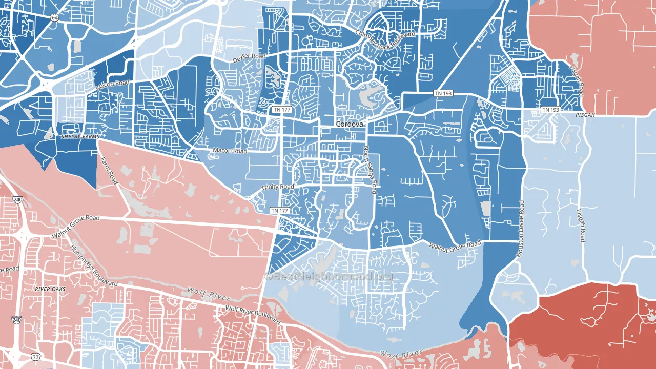 38018, TN block-group political-lean map