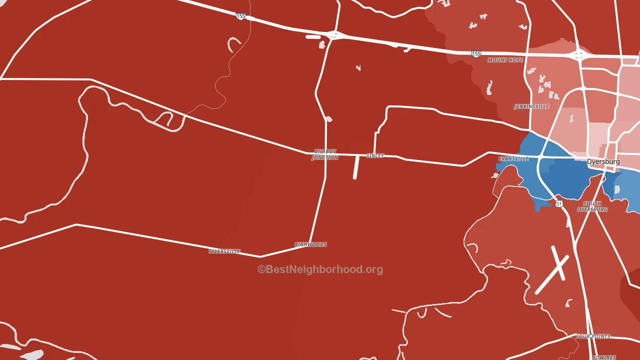 38030, TN block-group political-lean map