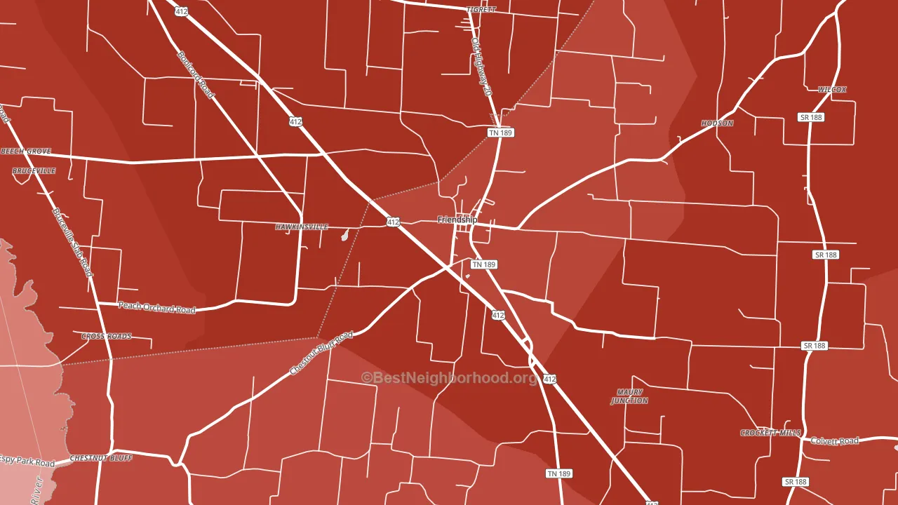38034, TN block-group political-lean map