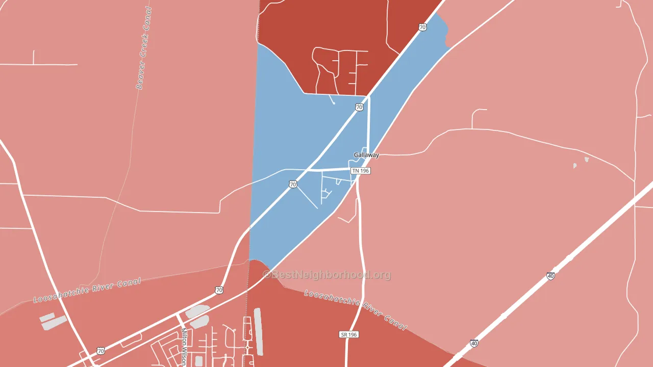 38036, TN block-group political-lean map
