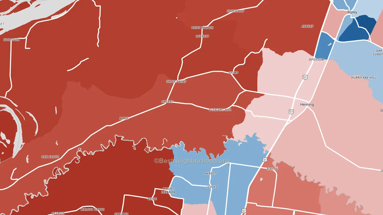 38041, TN block-group political-lean map