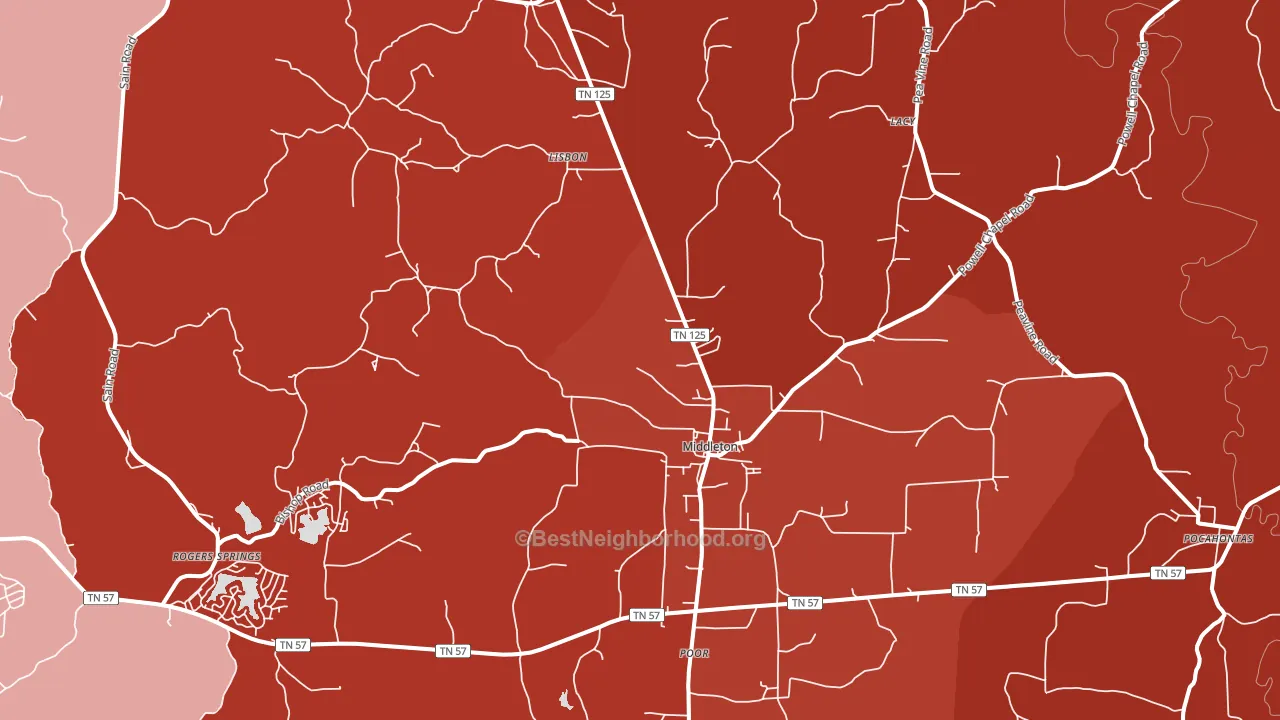 38052, TN block-group political-lean map