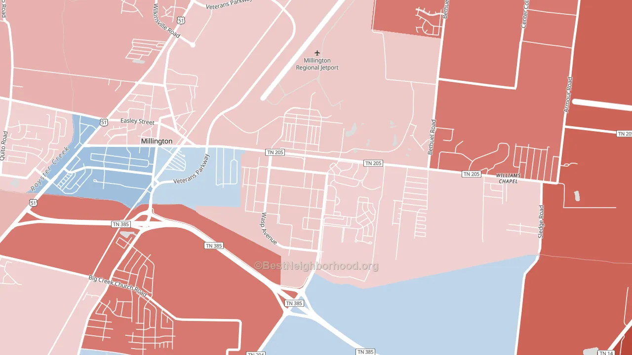 38054, TN block-group political-lean map