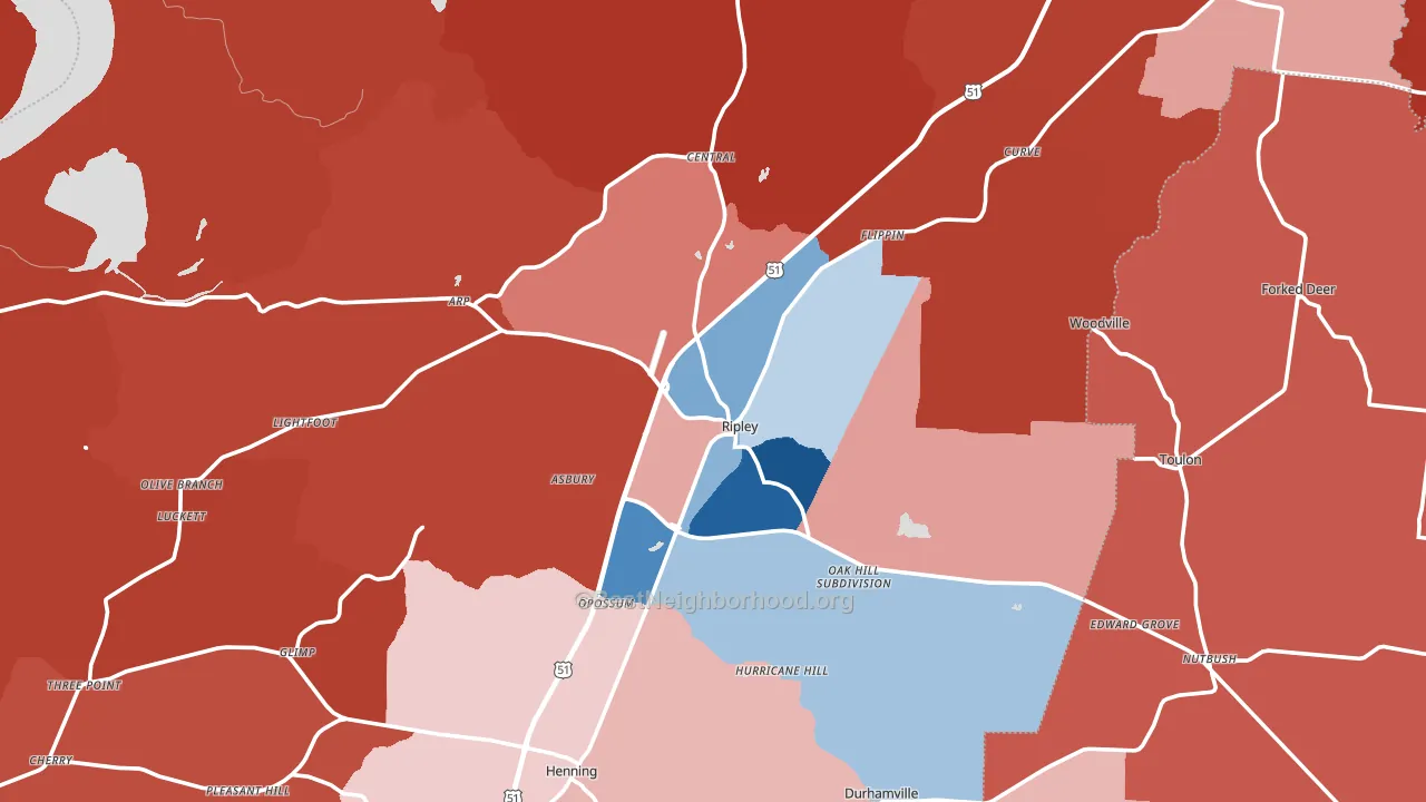 38063, TN block-group political-lean map