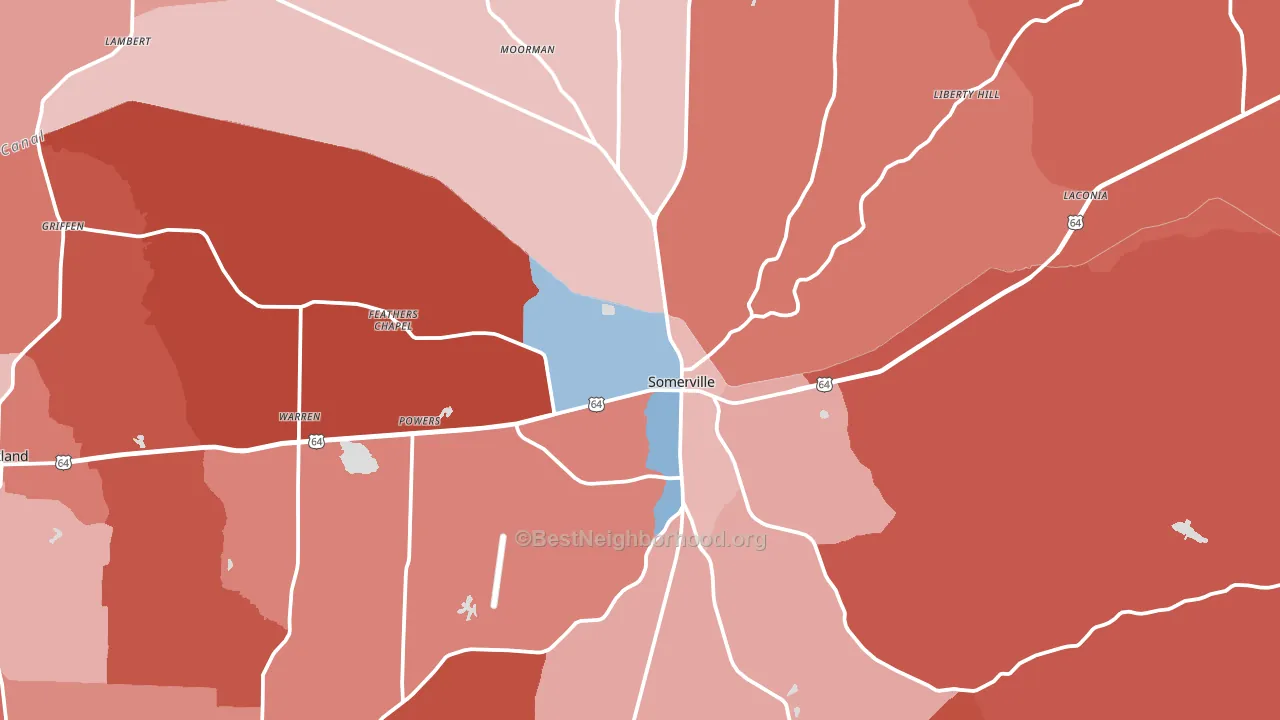 38068, TN block-group political-lean map
