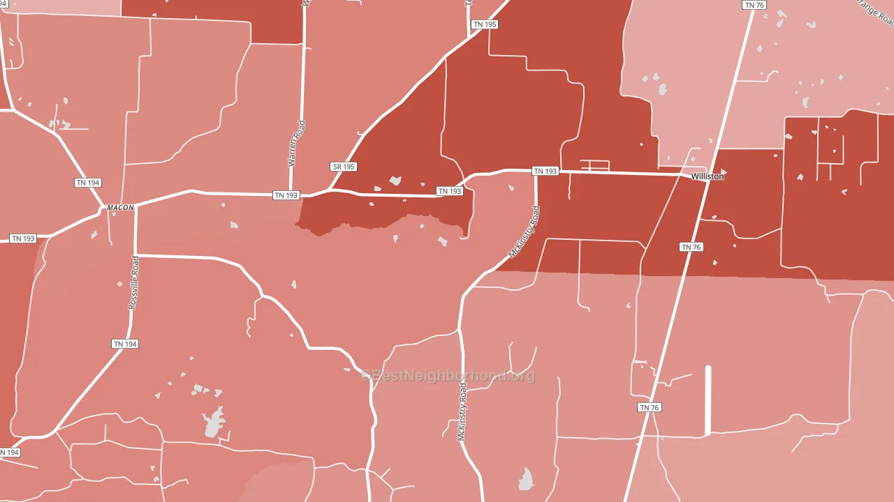 38076, TN block-group political-lean map