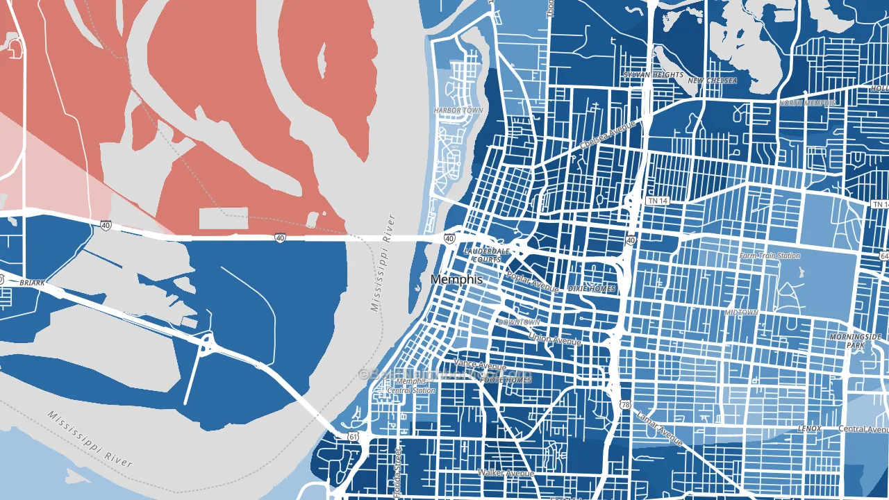 38103, TN block-group political-lean map