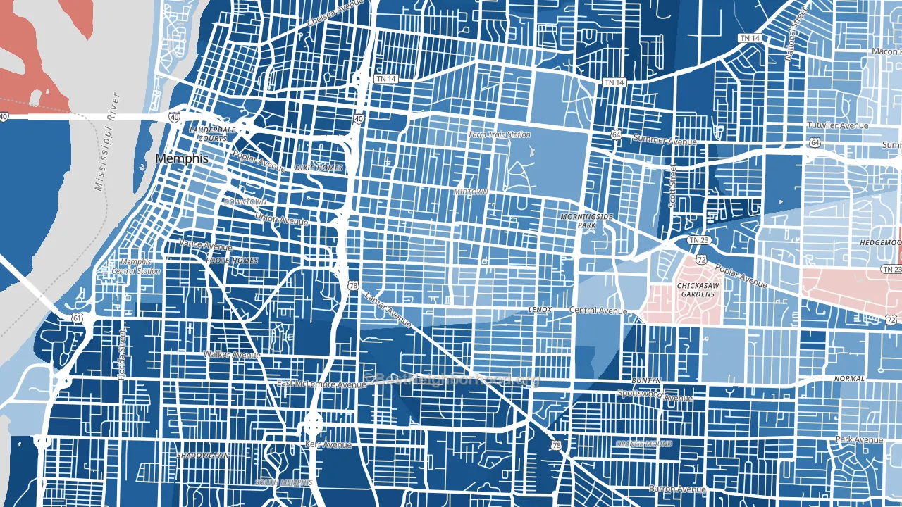 38104, TN block-group political-lean map