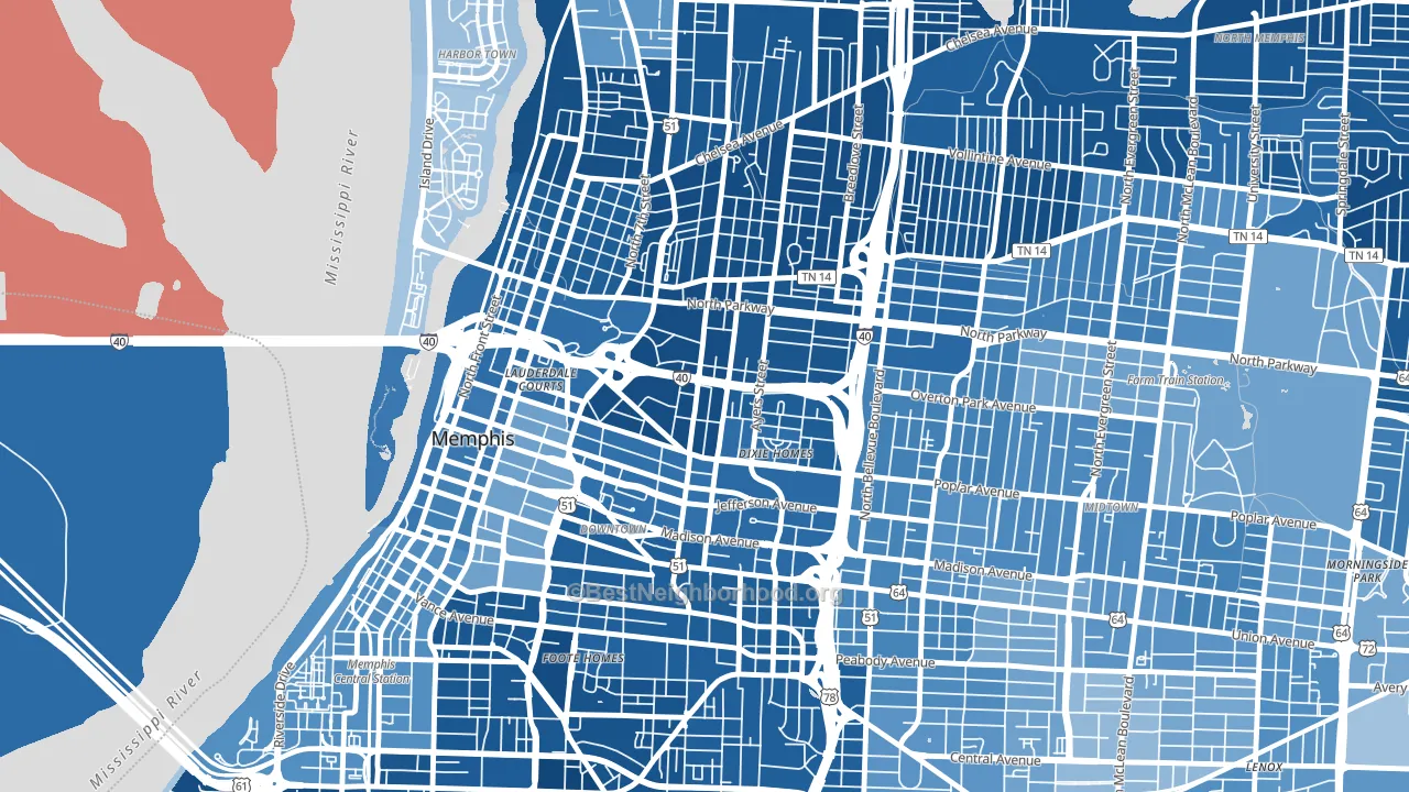 38105, TN block-group political-lean map