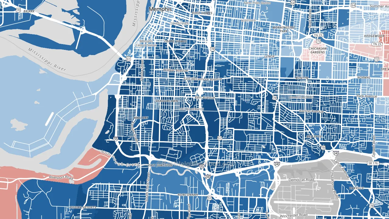 38106, TN block-group political-lean map