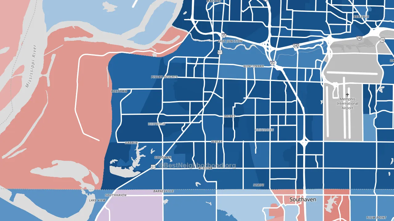 38109, TN block-group political-lean map