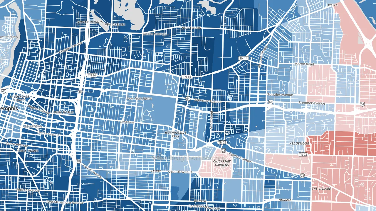 38112, TN block-group political-lean map