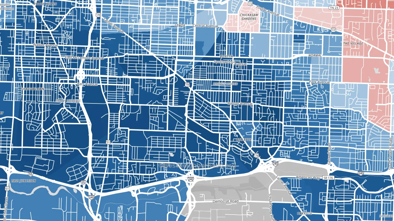 38114, TN block-group political-lean map