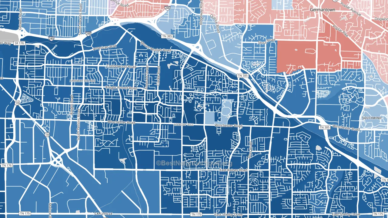 38115, TN block-group political-lean map