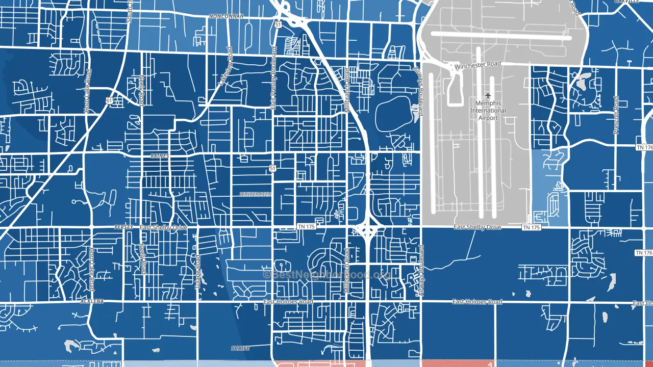 38116, TN block-group political-lean map