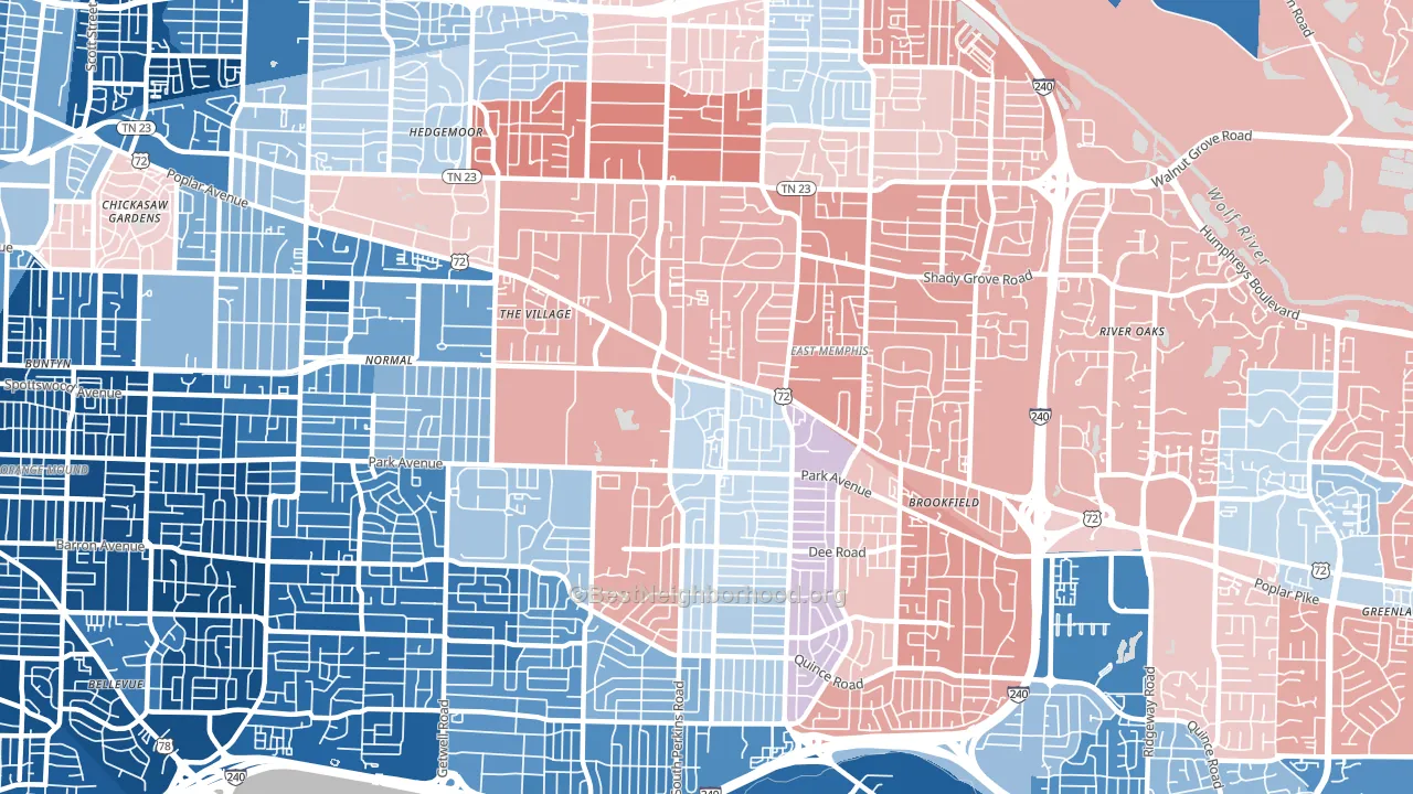38117, TN block-group political-lean map