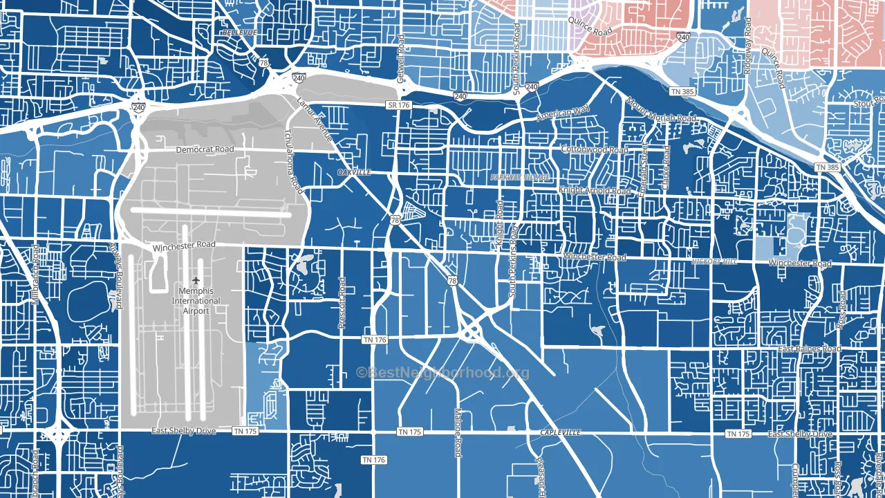 38118, TN block-group political-lean map