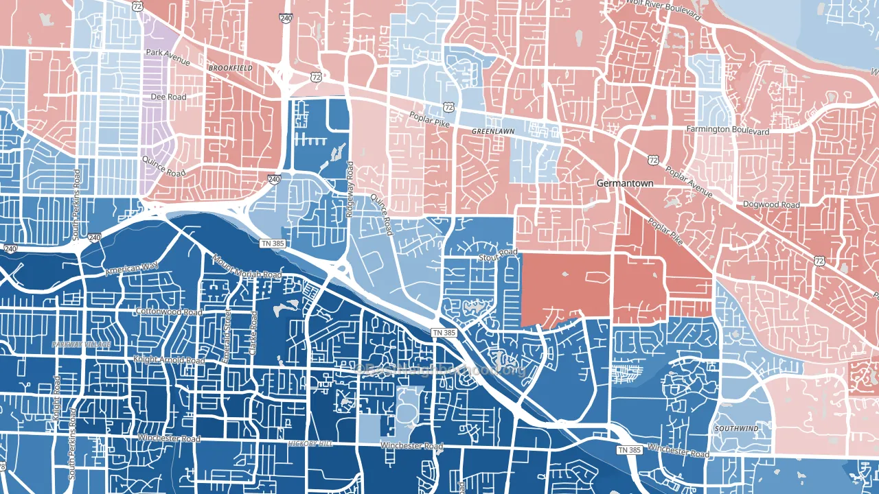 38119, TN block-group political-lean map