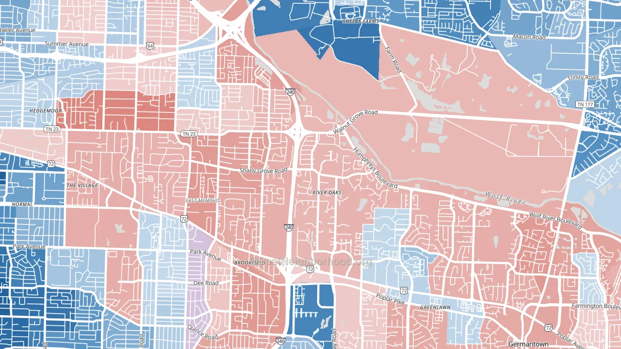 38120, TN block-group political-lean map