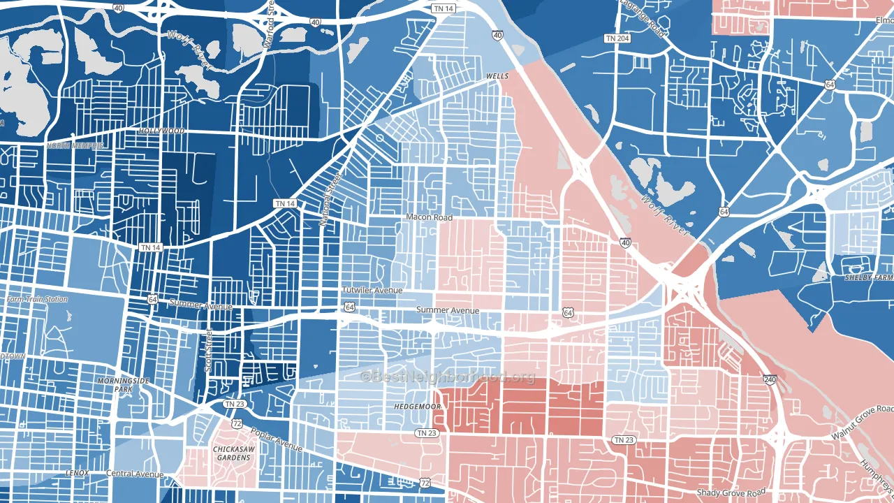 38122, TN block-group political-lean map