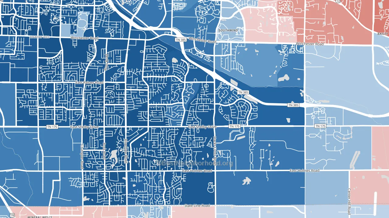 38125, TN block-group political-lean map