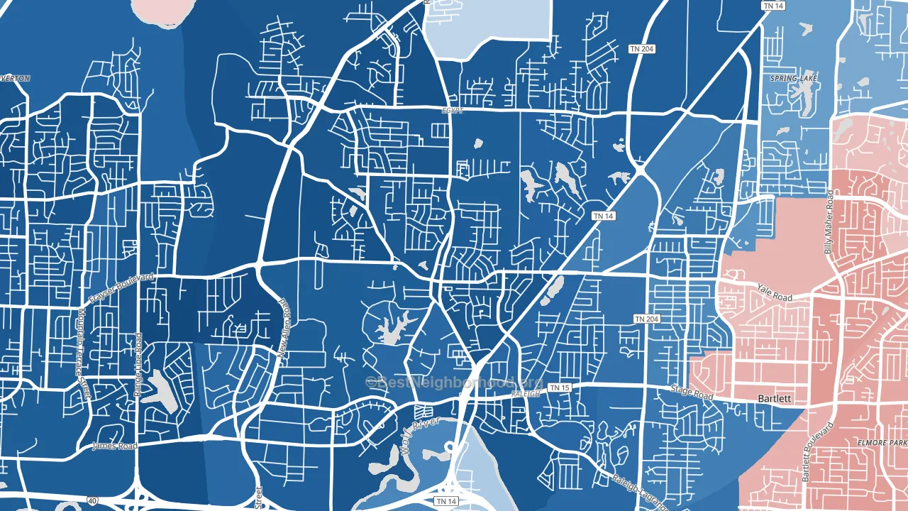 38128, TN block-group political-lean map