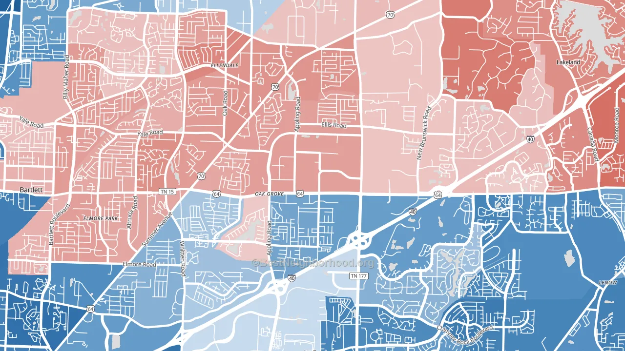 38133, TN block-group political-lean map