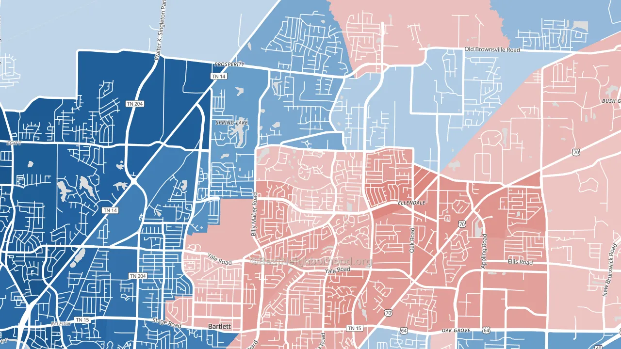 38135, TN block-group political-lean map