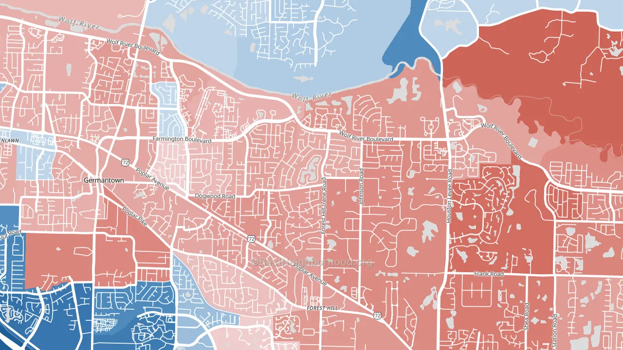 38139, TN block-group political-lean map