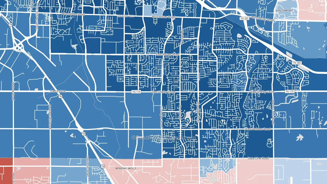 38141, TN block-group political-lean map