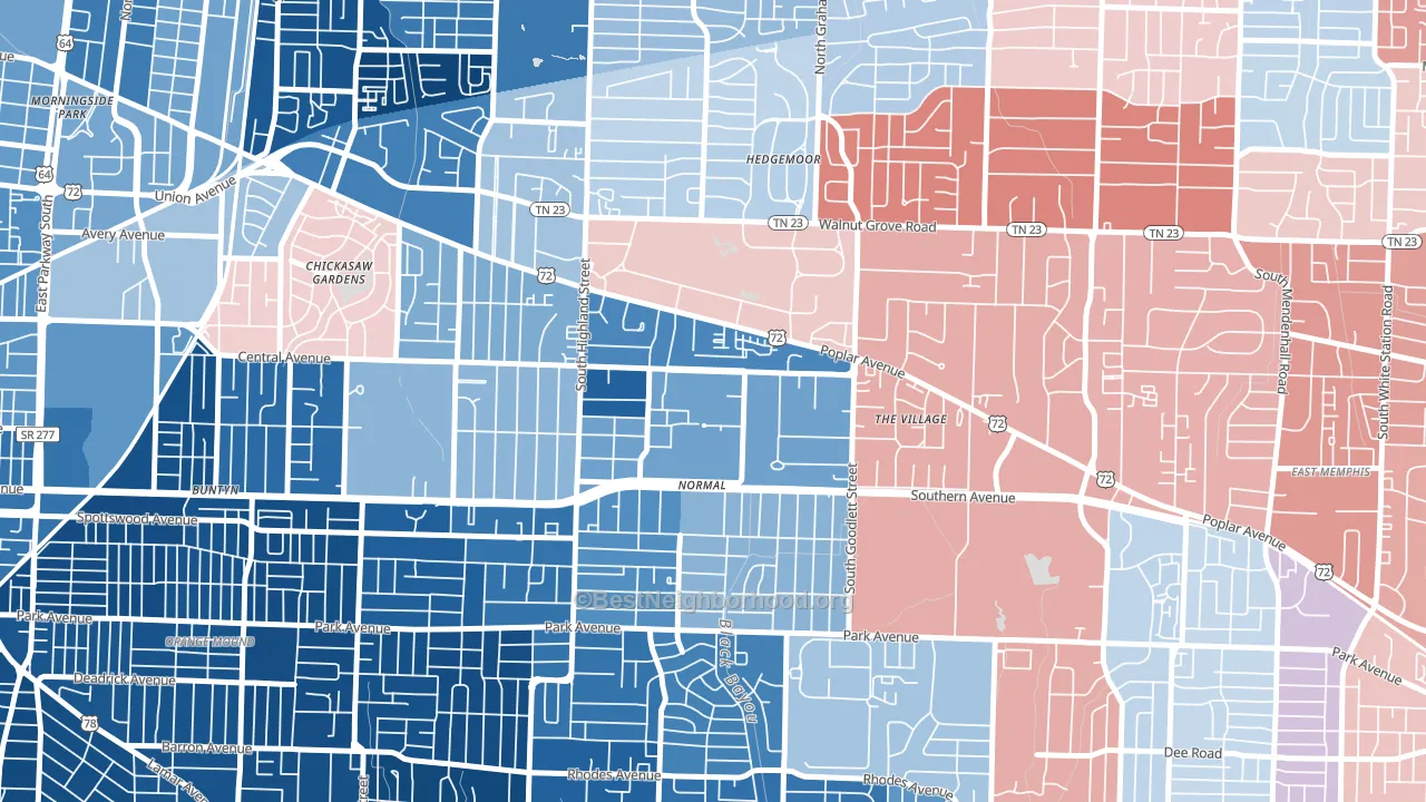 38152, TN block-group political-lean map