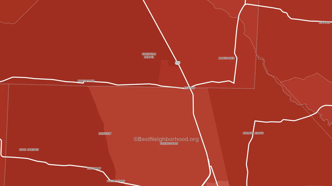 38233, TN block-group political-lean map