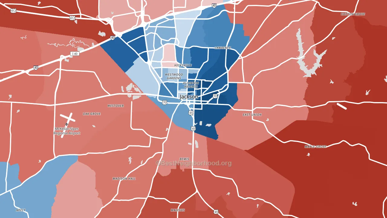 38301, TN block-group political-lean map