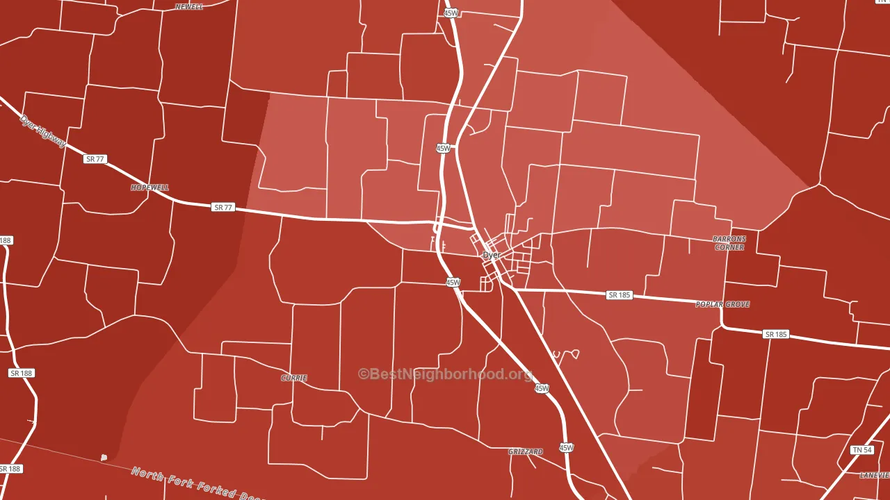 38330, TN block-group political-lean map