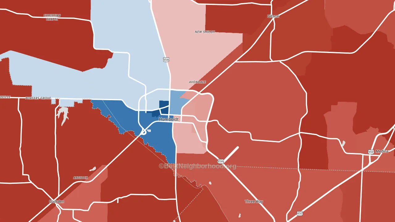 38343, TN block-group political-lean map