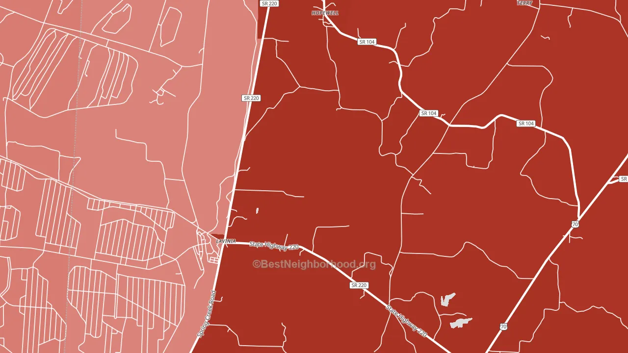 38348, TN block-group political-lean map