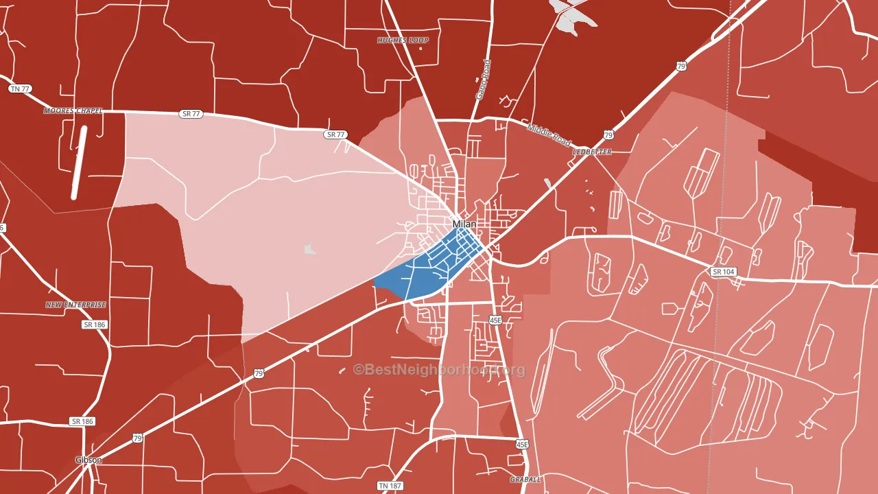 38358, TN block-group political-lean map