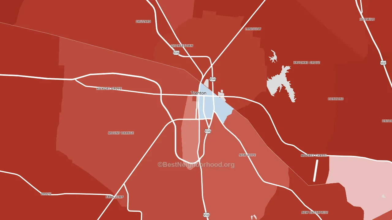 38382, TN block-group political-lean map