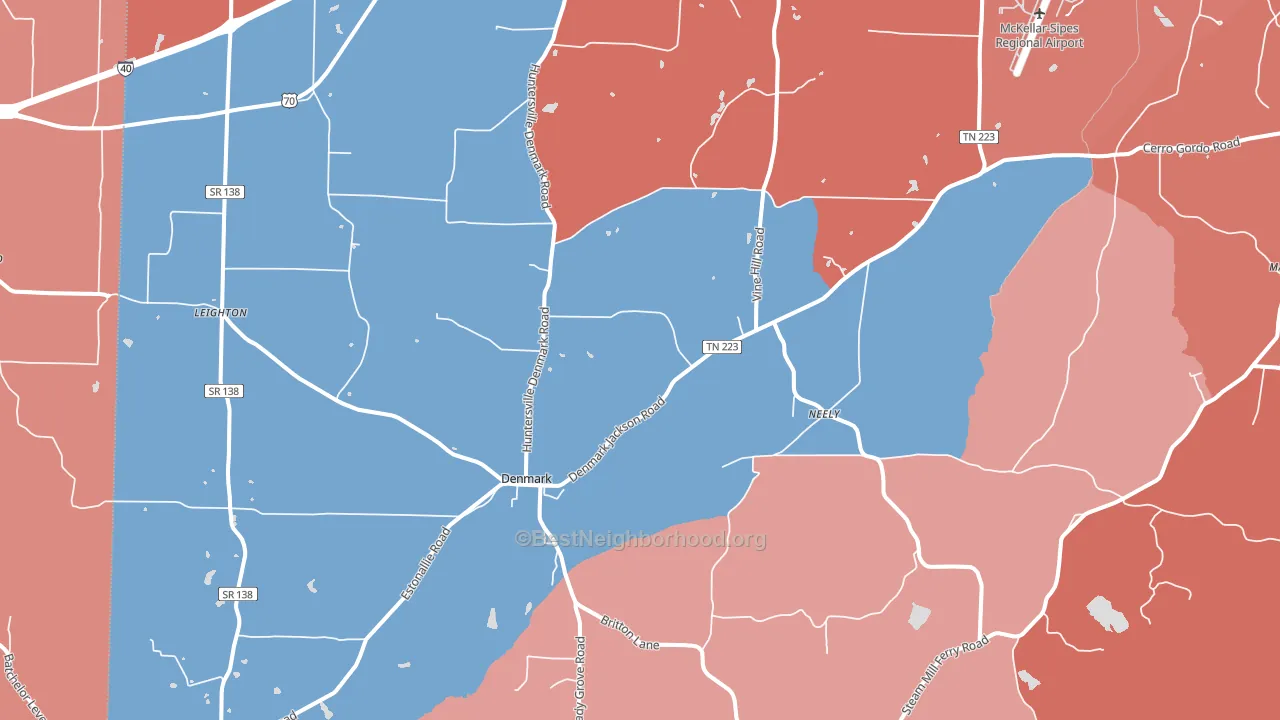 38391, TN block-group political-lean map