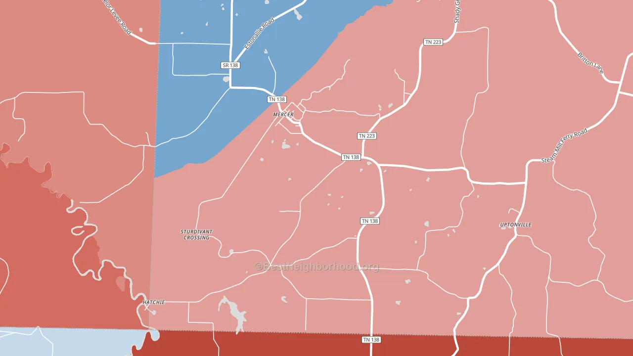 38392, TN block-group political-lean map