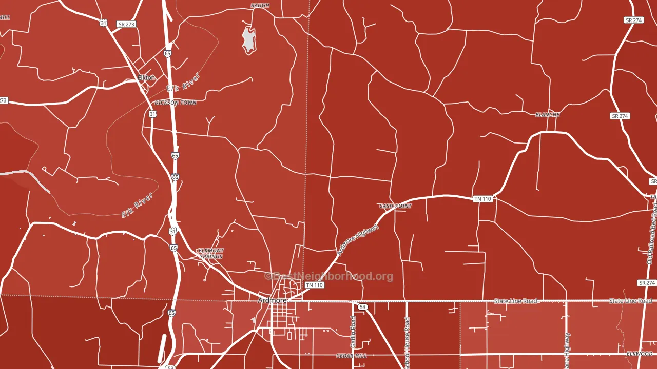 38449, TN block-group political-lean map