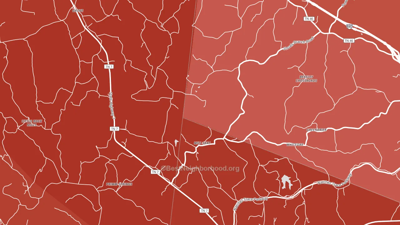 38476, TN block-group political-lean map