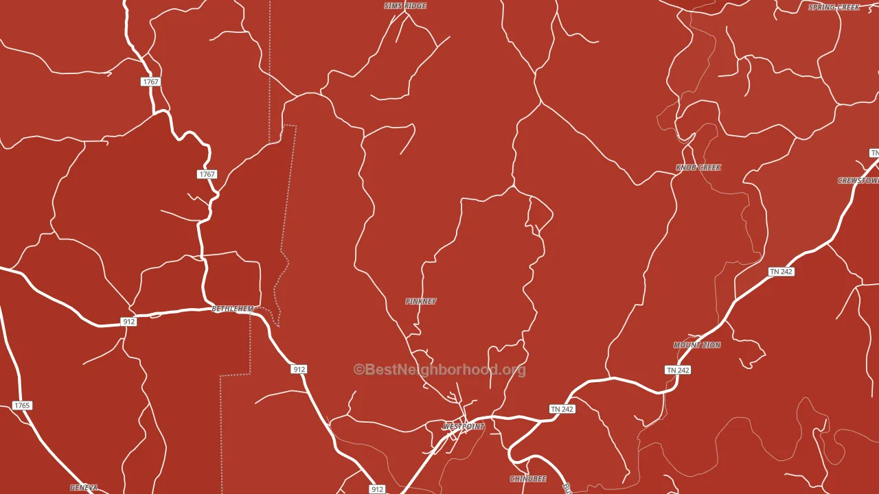 38486, TN block-group political-lean map