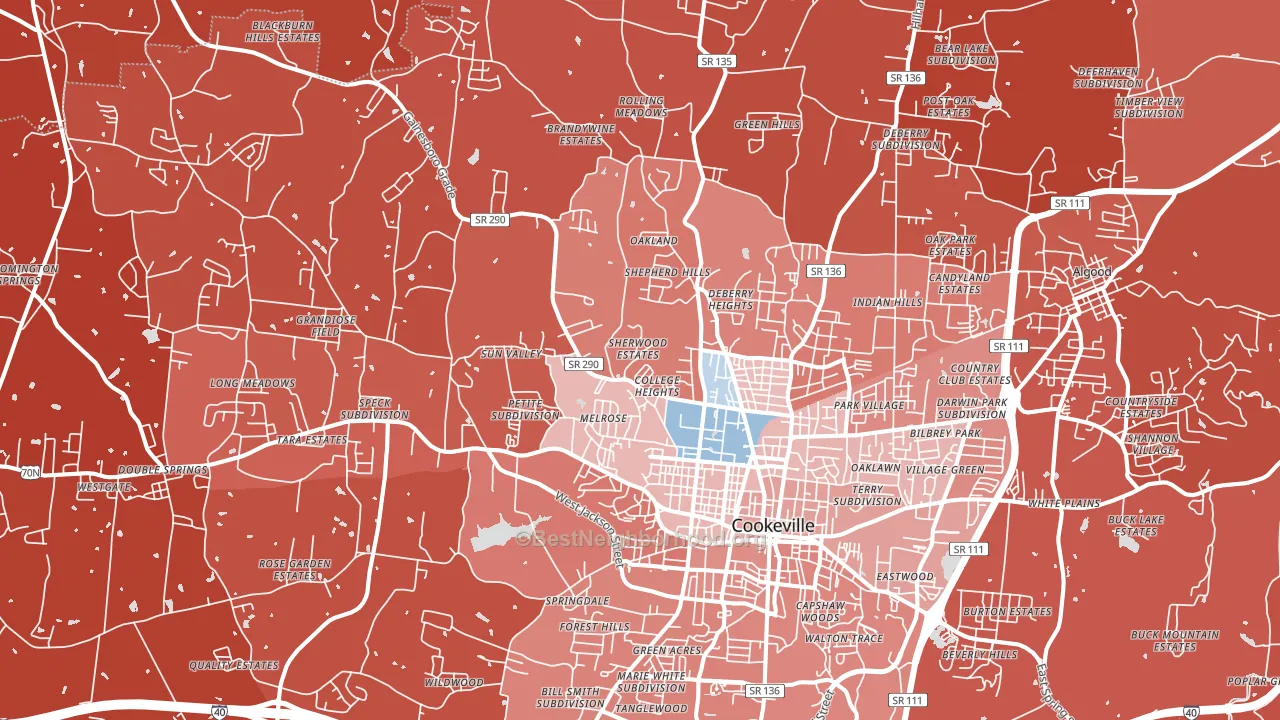 38501, TN block-group political-lean map