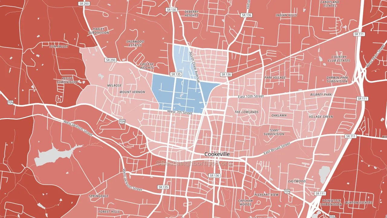 38505, TN block-group political-lean map