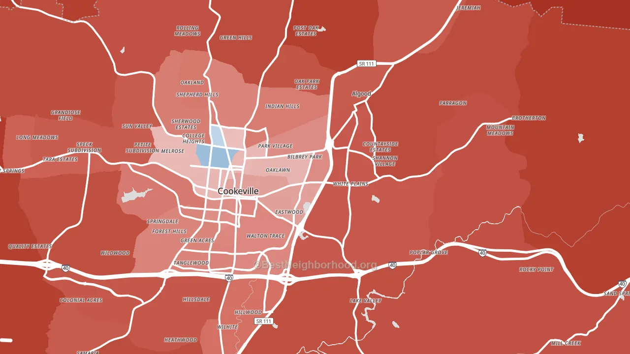 38506, TN block-group political-lean map