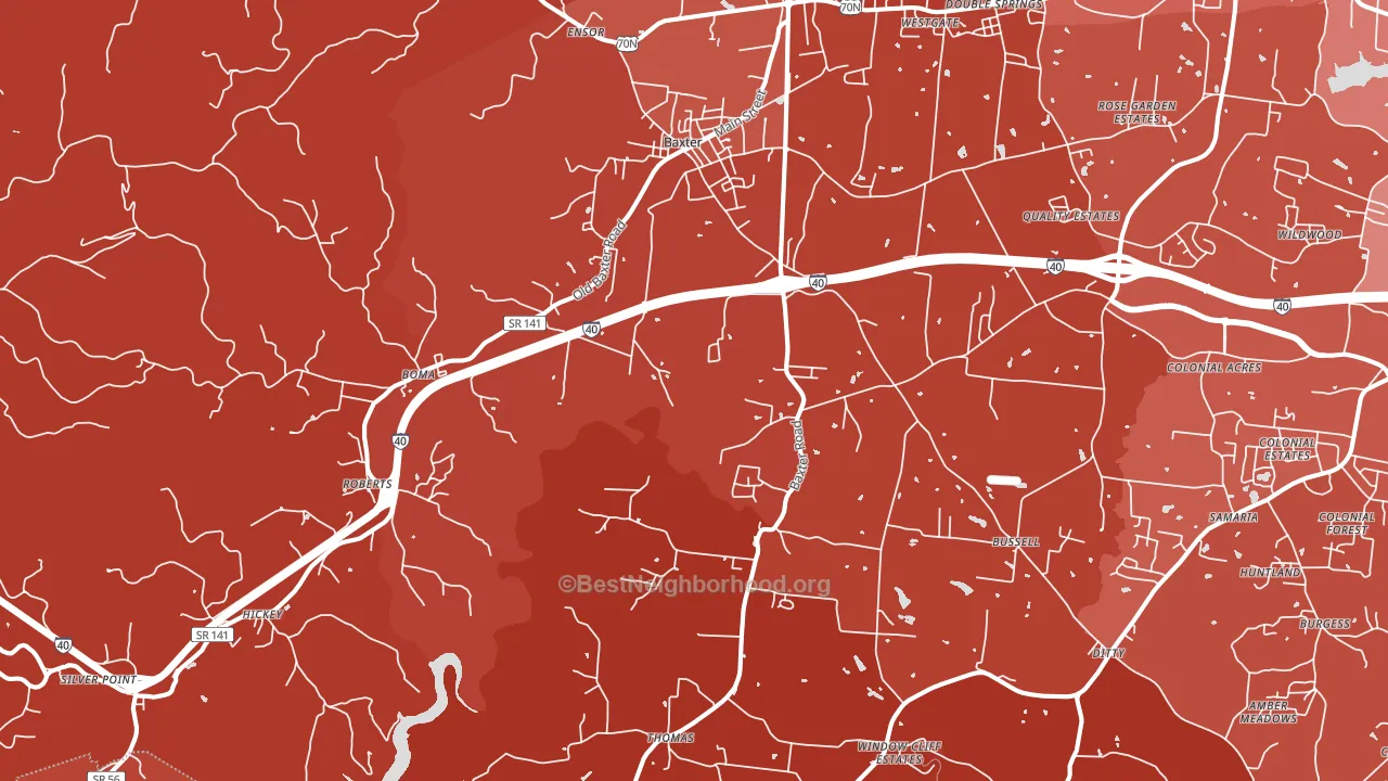38544, TN block-group political-lean map