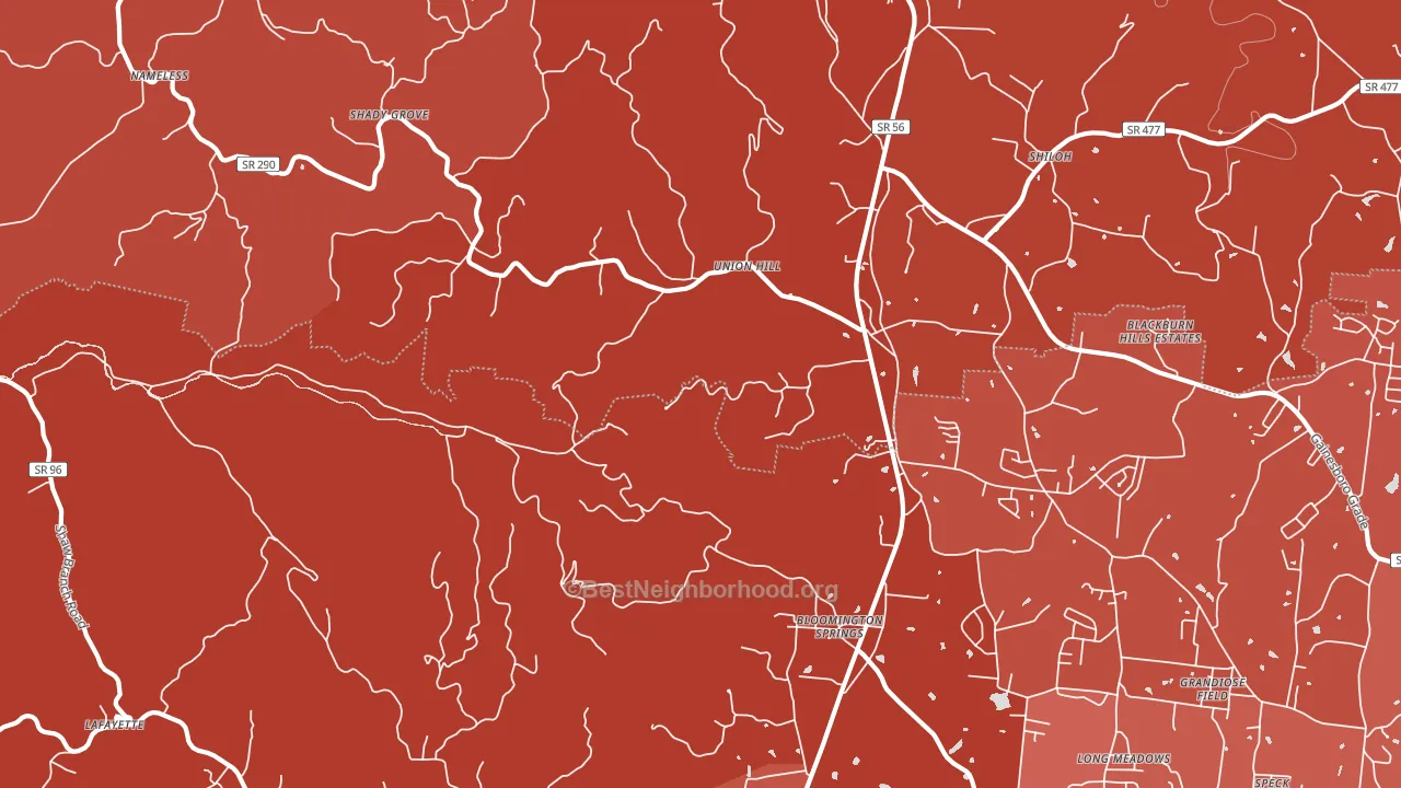 38545, TN block-group political-lean map